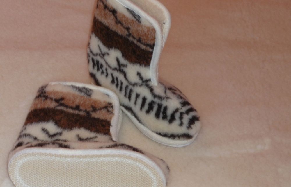 Foto Vlnené papuče vysoké so zipsom/ protišmyková podrážka