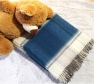 Foto Deka vlnená tkaná so strapcami / jednovrst. modro- šedo- prírodná biela