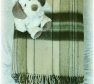 Foto Deka vlnená tkaná so strapcami / jednovrst. zeleno - prírodná biela