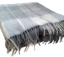 Foto Deka vlnená tkaná so strapcami / jednovrst. šedo- prírodná biela